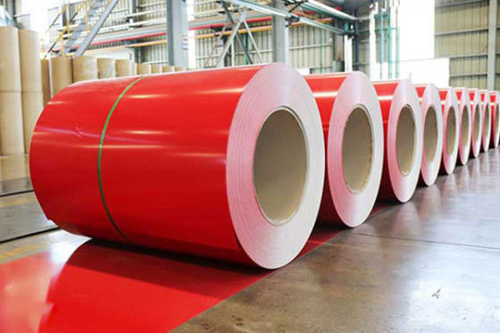 Alta resistenza alle intemperie Z50~275 PPGI Prepaint Color Coating Roll Rot / Red DX51D O S320gd Per tetti metallici