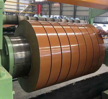 Film in PVC PPGL RAL2004 A120 25/8μm Beckers Pre-verniciato Galvalume Steel Strips Color Coated Slit Coils