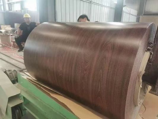 Materiale da costruzione SGCC bobina di acciaio pre-dipinta su misura con modello in legno 0,12-1,5 mm rotoli di copertura in metallo PE/HDP